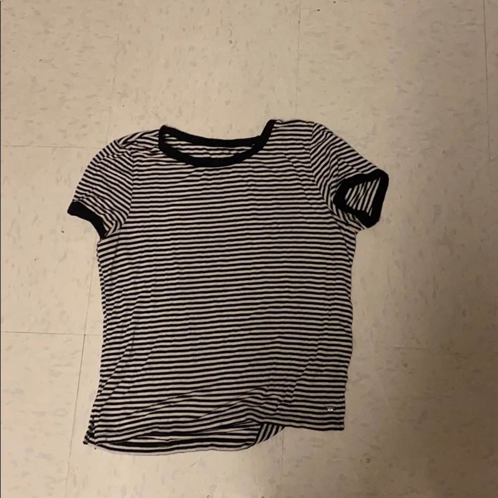 Striped black and white tee.